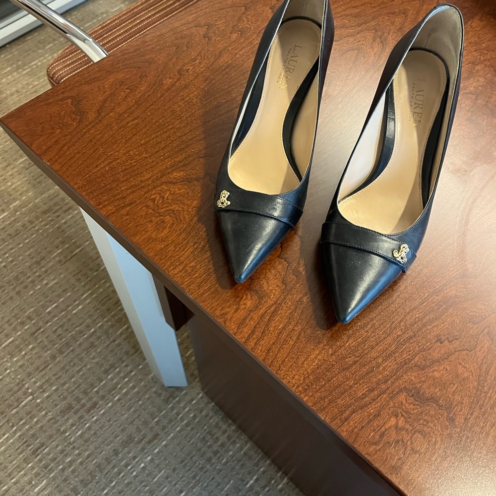 Ralph Lauren Black Lanette Leather Pump